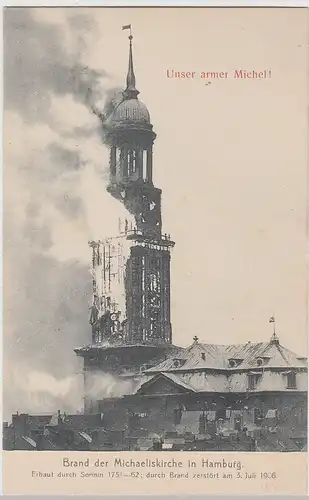 (109331) AK Hamburg, Brand der Michaeliskirche 1906