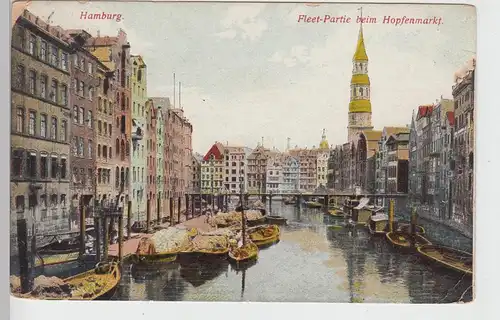 (109086) AK Hamburg, Fleet beim Hopfenmarkt, Kirche St. Katharinen, vor 1945
