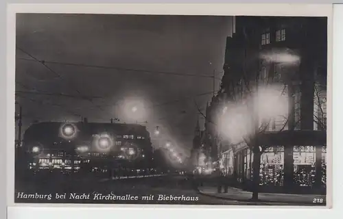 (109070) Foto AK Hamburg bei Nacht, Kirchenallee, Bieberhaus 1928