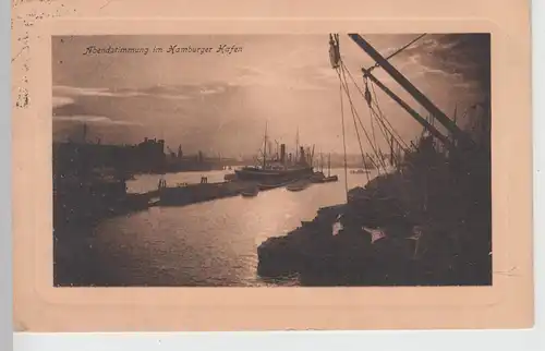 (109062) AK Hamburg, Abendstimmung im Hafen, vor 1945