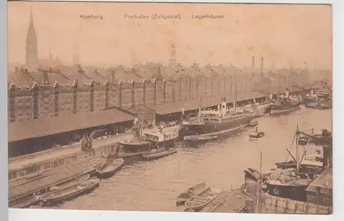 (109044) AK Hamburg, Freihafen, Zollgebiet, Lagerhäuser, vor 1945