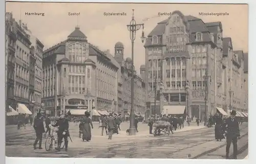 (108312) AK Hamburg, Seehof, Spitalerstraße, Barkhof, Mönckebergstraße, vor 1945