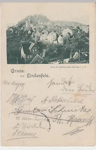 (20986) AK Gruß aus Lindenfels, Odenwald, Stadtansicht 1899