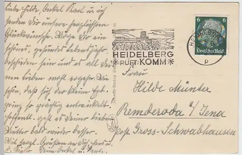 (20477) Foto AK Hirschhorn, Neckar, Schleuse, Burg 1936