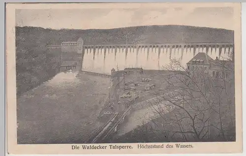 (115357) AK Waldecker Talsperre im Eddertal, Höchsstand des Wassers 1924