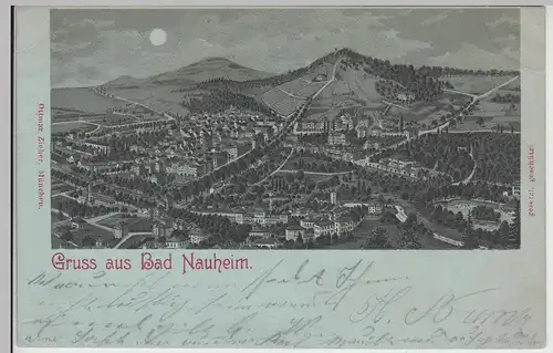 (115140) AK Gruss aus Bad Nauheim, Mondscheinkarte 1898