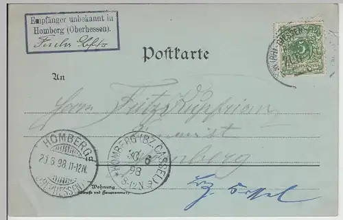 (115140) AK Gruss aus Bad Nauheim, Mondscheinkarte 1898