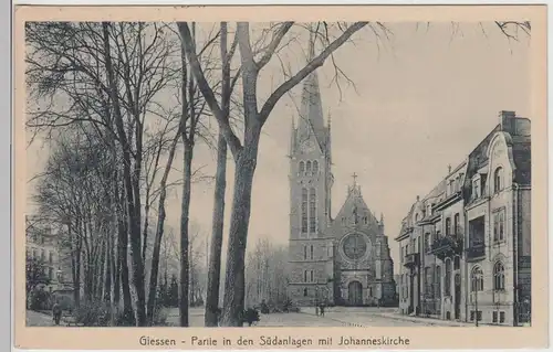 (114867) AK Gießen, Partie in den Südanlagen m. Johanneskirche 1926