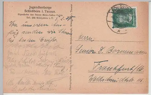 (113097) AK Schloßborn im Taunus, Jugendherberge 1928