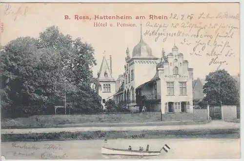 (112714) AK Hattenheim am Rhein, Gasthof Ress, Hotel und Pension 1905