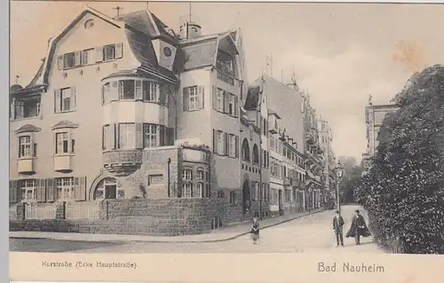 (112083) AK Bad Nauheim, Kurstraße Ecke Hauptstraße, um 1906