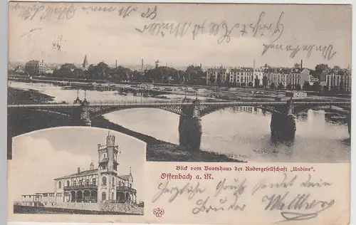 (111328) AK Offenbach a.M., Bootshaus d. Rudergesellschaft "Undine" 1906