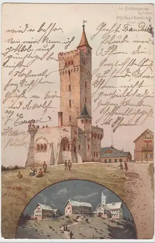 (111178) Künstler AK Großer Feldberg, Feldbergturm, offizielle Karte des Taunusc