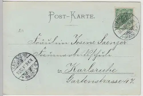 (110818) AK Frankfurt a.M., Kaiserstraße, Mondscheinkarte 1897