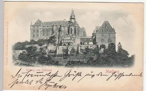 (110566) AK Marburg, Schloss von Südosten, Reliefkarte 1900