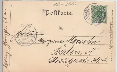 (110566) AK Marburg, Schloss von Südosten, Reliefkarte 1900