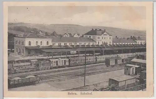 (108302) AK Bebra, Hessen, Bahnhof, Eisenbahn, Waggons, Feldpost 1918