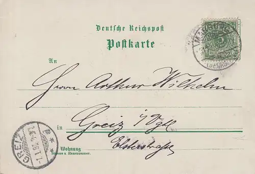 (107777) AK Gruß aus Marburg, Kaiser Wilhelm Turm, Rathaus, Schloss 1895