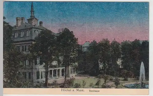 (107177) AK Höchst am Main, Rathaus, Fontäne, Lunakarte 1919