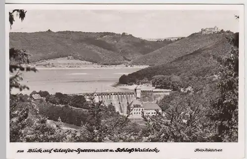 (104417) Foto AK Edersee, Blick a. Sperrmauer u. Schloss Waldeck