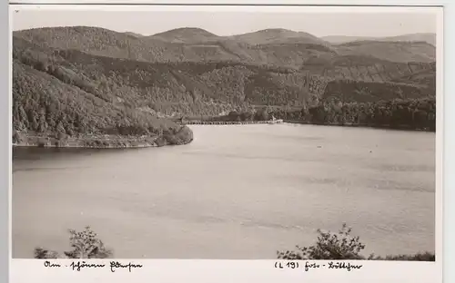 (104415) Foto AK Edersee, Blick zur Sperrmauer