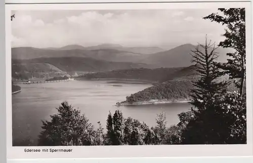 (104414) Foto AK Edersee mit Sperrmauer