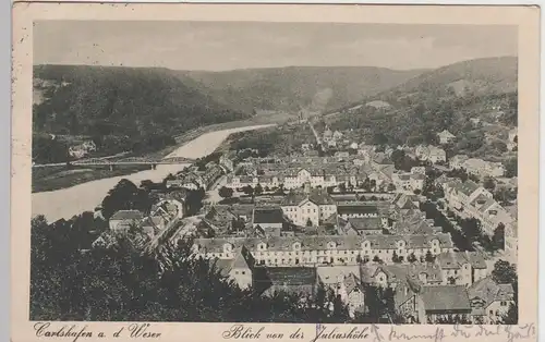 (100980) AK Carlshafen, Weser, Blick von der Juliushöhe 1914