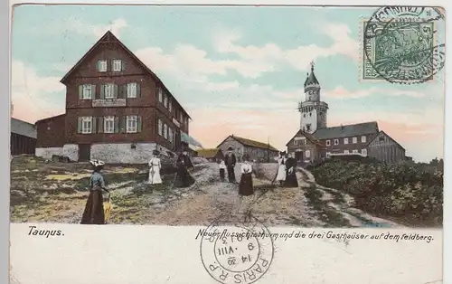 (100875) AK Großer Feldberg, Taunus, Aussichtsturm, Gasthäuser 1913