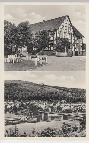 (100474) AK Gieselwerder, Gasthaus Wilhelm Becker, Raddampfer, vor 1945