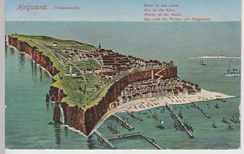(94602) Künstler AK Helgoland, Totalansicht 1928