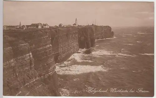(35481) Foto AK Helgoland, Westküste bei Sturm, vor 1945