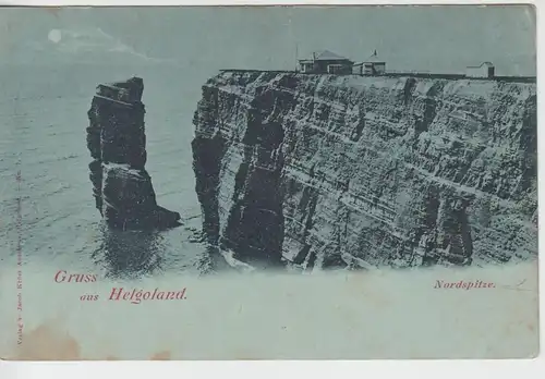 (110005) AK Gruß aus Helgoland, Nordspitze, Mondscheinkarte, bis 1905