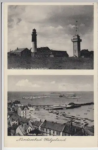 (103778) AK Helgoland, Leuchtturm, Signalstation, Reede, Düne, aus Leporello, vo