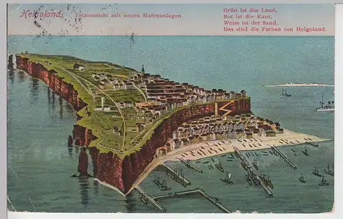 (100051) Künstler AK Helgoland, Panorama mit neuer Hafenanlage 1924