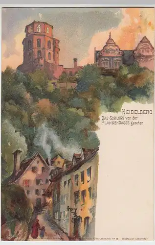 (99008) Künstler AK Heidelberg, Schloss von der Plankengasse, vor 1905