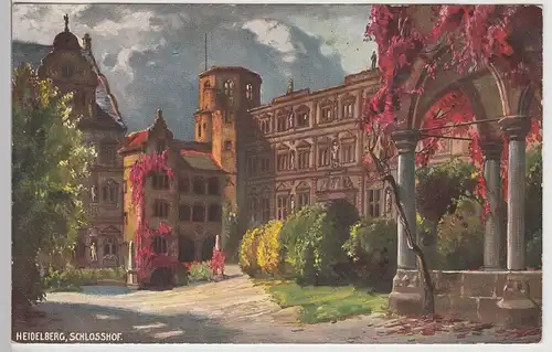 (97266) AK Heidelberg Schloss, Schlosshof vor 1945