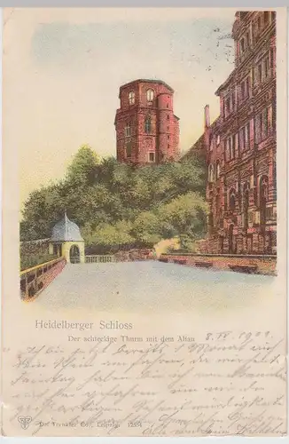 (96065) AK Heidelberg, Schloss, achteckiger Turm, Altan 1901