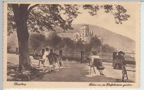 (92852) AK Heidelberg, Scheffelterrasse, Blick z. Schloss 1928