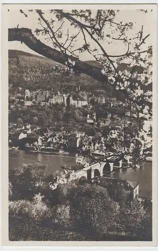 (85480) Foto AK Heidelberg, Alte Brücke, Schloss, Frühling, 1930