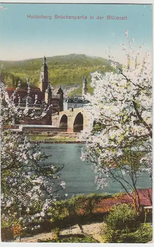 (85475) AK Heidelberg, Heiliggeistkirche, Brückentor im Frühling, 1944