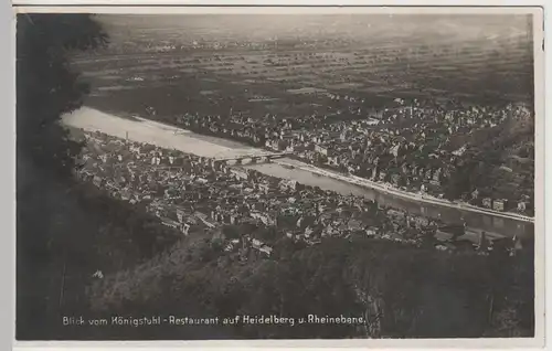 (79628) Foto AK Heidelberg u. Rheinebene, Blick v. Königstuhl 1929