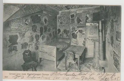 (79117) AK Heidelberg, Gruss aus dem Heidelberger Carzer, 1905