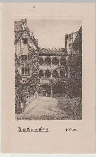 (75716) Künstler AK Heidelberger Schloß, Arkaden vor 1945