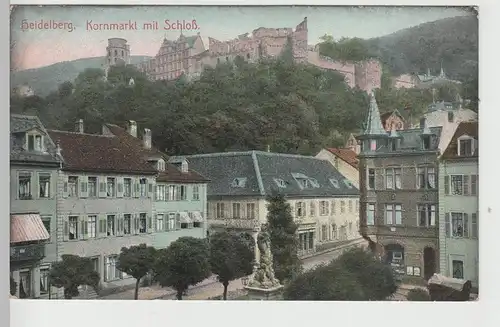 (73783) AK Heidelberg, Kornmarkt mit Schloss 1908