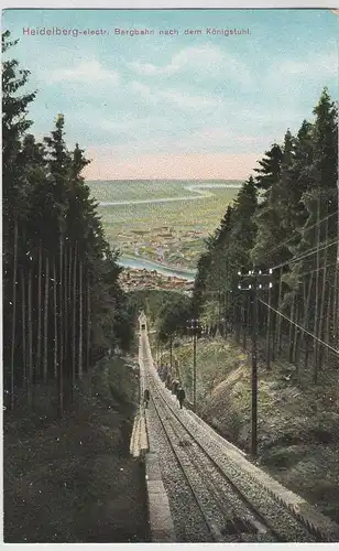 (72854) AK Heidelberg, elektr. Bergbahn nach dem Königstuhl, vor 1945