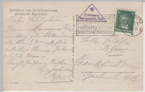 (72051) Foto AK Heidelberg, Blick vom Wolfsbrunnenweg, gemalt 1929