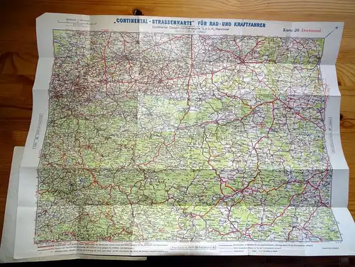 (D1145) Dortmund, Continental Straßenkarte 1:300.000, um 1920