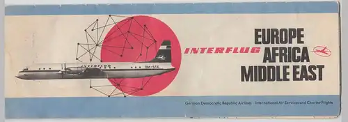 (D720) Interflug, Linienkarte Europe, Africa, Middle East, Il-18, 1968