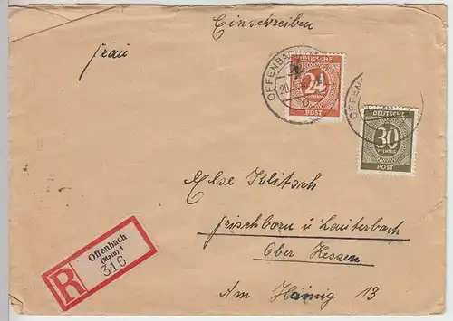 (B1600) Bedarfsbrief R-Brief Alliierte Besetzung 1946