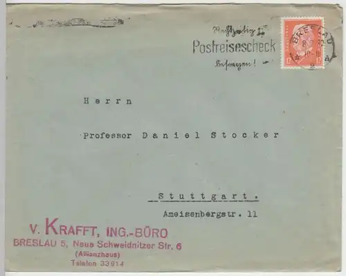(B1440) Bedarfsbrief DR, Stempel Breslau 1932